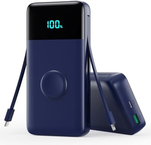 High-Capacity 40800 m Ah 5-in-1 Portable Power Bank with Fast Charging for i Phone and Apple Watch – Dual Built-in Cables, Magnetic Wireless Charger, LED Display, Ideal for Travel and Outdoor Adventures, Compatible with Android and More Devices