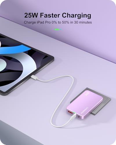 Sleek Purple 65 W Ga N Multi-Port USB Wall Charger – Ultra-Slim Travel Adapter with Dual Type-C & USB-A Ports for Rapid Charging of Mac Book Pro, i Phone 16/15/14, i Pad Pro, and Pixelbook – Compact, Stylish, and Versatile Power Solution for All Devices