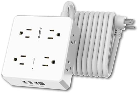 Maximize Your Power Management with a 6 Ft Surge Protector Power Strip – 8 Outlet Extension Cord Featuring 4 Fast USB Charging Ports (1 USB-C), Ideal for Home Office Convenience and Safety, ETL Listed for Enhanced Surge Protection and Compatibility