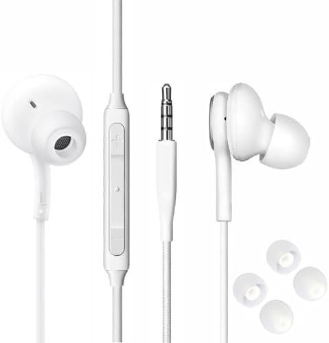 Elevate Your Audio Experience with 2025 Premium In-Ear Earbuds for Samsung Galaxy – Sleek White Stereo Headphones with 3.5 mm Jack, Integrated Microphone, and Effortless Volume Control – Designed for Maximum Comfort and Superior Sound Quality