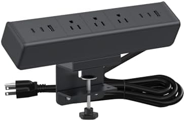 Ultimate Nightstand Charging Station with 4 Ultra-Fast USB-C Ports & 2 QC 3.0 USB-A Ports, 3 AC Outlets – Desk Edge Mount Power Strip with Advanced Surge Protection for Home Office & Bedroom (Sleek Black Finish) – Elevate Your Charging Efficiency and Style