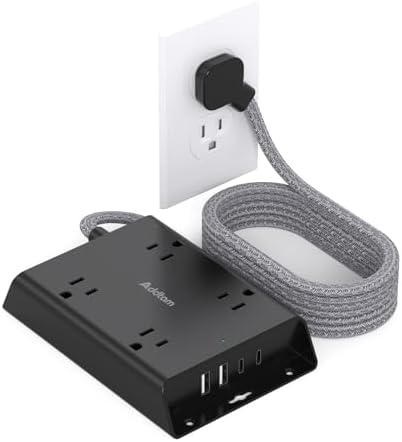 Ultimate 15 ft Surge Protector Power Strip with 4 USB Ports, Addtam Flat Plug Extension for Home Office and College Dorm – Enhanced Compatibility, Space-Saving Design, and Fast Charging for Multiple Devices