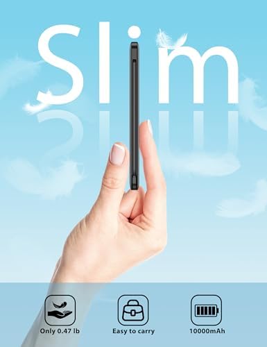 miisso 10000 m Ah Ultra-Slim Portable Power Bank with Integrated Charging Cables – Multi-Device USB-C Travel Charger for i Phone & Samsung – Compact, Lightweight Battery Pack Designed for Maximum Portability and Efficiency