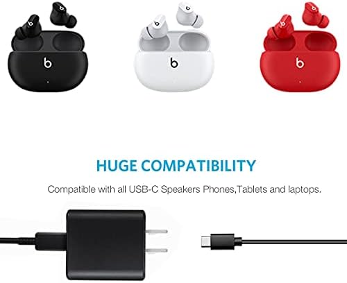 Fast Charging USB C Charger Adapter Block Cable [5 Ft/18 W] for Beats Studio Buds, Beats Fit Pro/X Kim, and Beats Flex – Reliable Power Solution for Wireless Earbuds with Enhanced Compatibility and Travel-Friendly Design