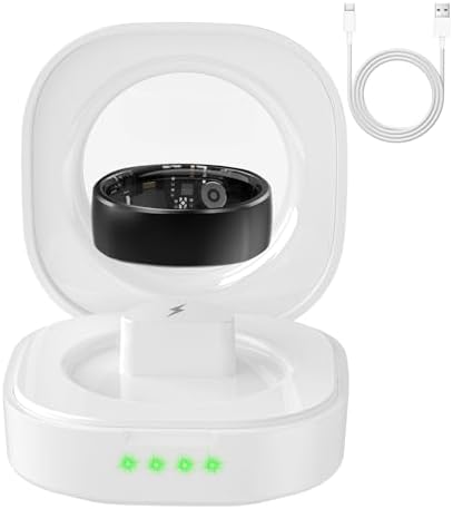 Portable Magnetic Charger Dock for Smart Rings – Fast 480 m Ah Battery Charging Case with Indicator Light, Powers Up to 20 Charges – Sleek White Design for Enhanced Compatibility and On-the-Go Convenience