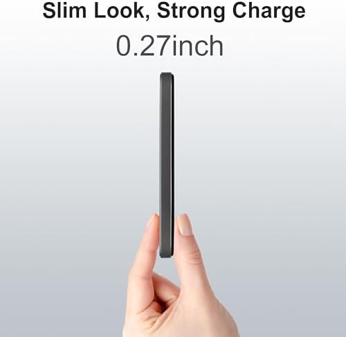 Ultra-Slim Magnetic Wireless Power Bank 5000 m Ah – 15 W Fast Charger for i Phone 16/15/14/13/12 Series – Sleek Metallic Design with USB-C Charging Cable – Enhanced Safety Features for Reliable On-the-Go Power