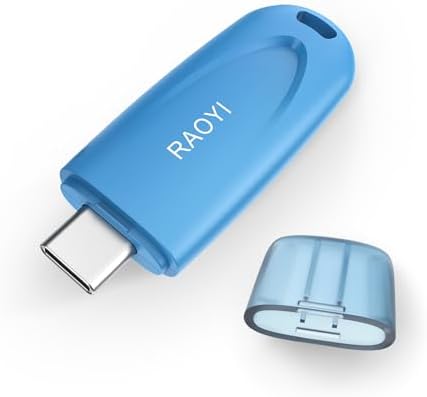 RAOYI 128 GB USB-C Flash Drive – Ultra-Fast USB 3.1 Type C Memory Stick for Effortless Data Transfer – Compact Thumb Drive with Keyring Hole for On-the-Go Storage – Ideal for Laptops, Smartphones, Tablets & Macs – Reliable High-Speed Pen Drive in Striking Blue
