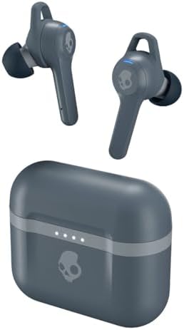 Skullcandy Indy Evo Wireless Earbuds – 30-Hour Battery Life, IP55 Sweat Resistant, Universal Compatibility for i Phone & Android – Touch Control Bluetooth Headphones in Grey for All-Day Comfort and Premium Sound Experience