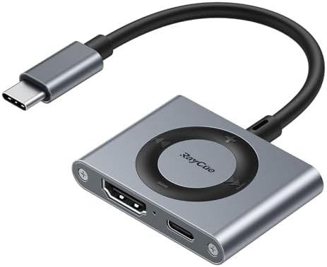 Transform Your Tech Setup with the Ray Cue 2-in-1 USB C Hub – Ultra-Fast HDMI Adapter for Vibrant 4 K@60 Hz Displays & 100 W Power Delivery – Ideal for Mac Book, i Pad, i Phone 15/16, Tablets, and Nintendo Switch – Compact Design for Effortless Home & Office Connectivity