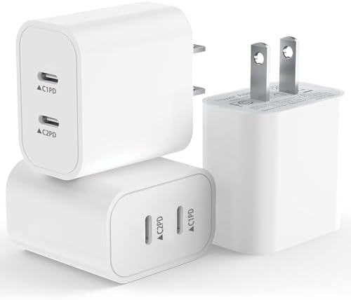 High-Speed USB C Dual Port Charger Block – 2-Pack Type C Wall Charger for i Phone 16/15/14/13/12/11 & i Pad – Fast Charging, Compact Design, Universal Compatibility, Built-in Safety Features for Efficient Power Delivery