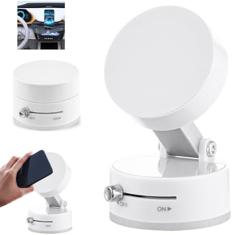Vacuum Magnetic Phone Holder Updated Suction Cup Phone Mount Foldable and Portable Easy to Operate and Durable Multi-scenario Application 360° Adjustable for Gym/Kitchen/Bathroom/Car/Desktop(White) – Enhanced Compatibility and Speed