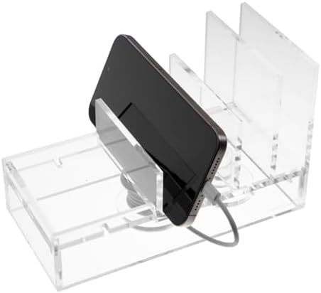 Maximize Workspace Efficiency with the russell+hazel Premium Acrylic Tech Collator: Stylish Charging Station for Phones, Tablets & Earbuds – Modern Desk Organizer 8″ x 4″ x 5″ – Fast, Reliable Charging & Enhanced Device Compatibility