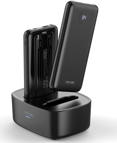 Dual Portable Charger Set – 10,000 m Ah Power Banks for Fast Charging, Includes Cords for i Phone, Galaxy S24/S23, Pixel & More – Perfect for Sharing & Travel Convenience with 15 W Quick Charge Technology