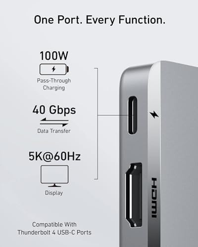 Transform Your Mac Book with the Anker 7-in-2 USB C Hub: Ultimate 4 K HDMI Adapter for Thunderbolt 4, Featuring 1 Type C & 2 USB A Ports – Perfect for Mac Book Pro 13 Inch & Air M1/M2, Boost Your Productivity Anywhere!