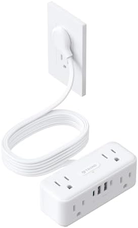 Elevate Your Charging Experience with the TROND 20 W USB C Surge Protector Power Strip – 5 ft Flat Plug Extension Cord Featuring 6 Outlets, 4 Rapid USB Ports, 900 Joules Protection, 3-Sided Design, Mountable for Optimal Space Utilization – Ideal for Home, Office, and Travel Efficiency