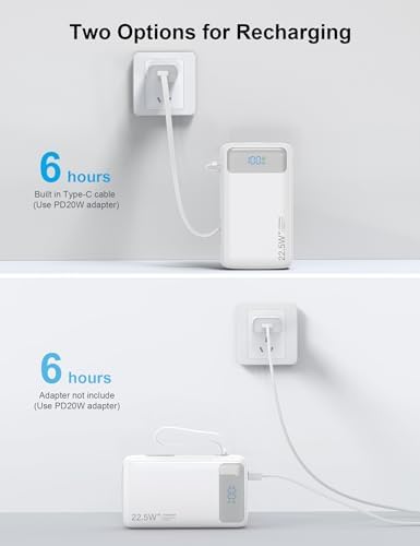 High-Capacity 27000 m Ah Portable Power Bank with Built-In Cable for i Phone 15/16 Series – Fast-Charging USB-C Battery Pack, LED Display for On-the-Go Charging, Reliable Travel Companion for All Smartphones