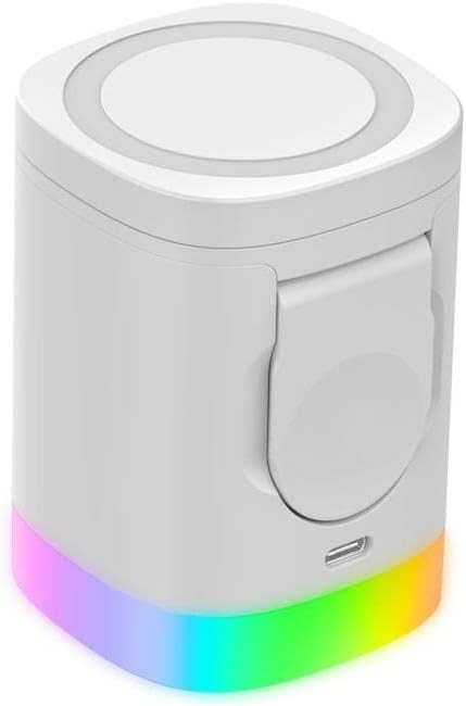 Ultimate 3-in-1 Wireless Charging Station for i Phone, Smartwatch & Earbuds – Fast 15 W QC3.0 Technology, Compact Design with Safety Features – Stylish White Finish Perfect for Home and Office Efficiency