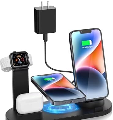 Ultimate Multi-Device Wireless Charging Station for Phones, Smartwatches & Earpods – Charge 2 Devices at Once, Sleek Black Design for Fast and Efficient Power Delivery, Universal Compatibility for Apple & Android Devices