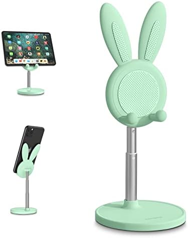Cell Phone Stand,Angle Height Adjustable Cell Phone Stand for Desk,Cute Rabbit Phone Holder Stand for Desk, Compatible with All Mobile Phones, Tablets(4-10in) (Green) – Enhanced Compatibility and Speed