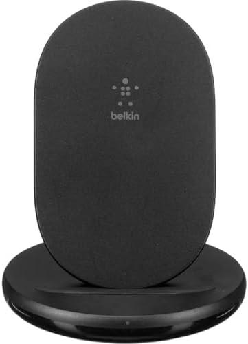 Belkin 15 W Qi-Certified Fast Wireless Charging Stand – Versatile Charger for i Phone, Samsung Galaxy, Google Pixel & More – Perfect for Streaming & Video Calls – Ergonomic Design for Portrait & Landscape Use – Compact & Sleek Power Solution for Home & Office Efficiency