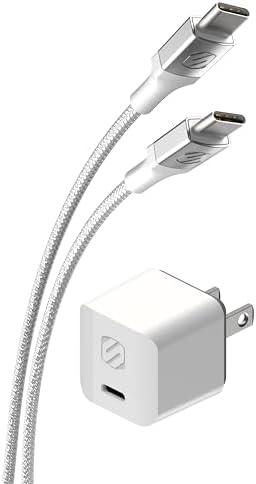 Scosche HPDC30 MWT PD30 USB-C 30 W Mini Wall Charger with 8 FT Braided Cable – Ultra-Portable Power Delivery 3.0 Adapter for i Phone & i Pad – Fast, Reliable Charging Solution for On-the-Go Users & Home Office Setup