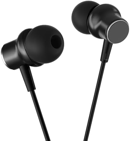 Extended Comfort Wired Earbuds with 6.5-Foot Cord and Integrated Volume Control – Perfect for TV and Laptop Use – Universal Compatibility for Superior Sound Quality in a Stylish Black Design