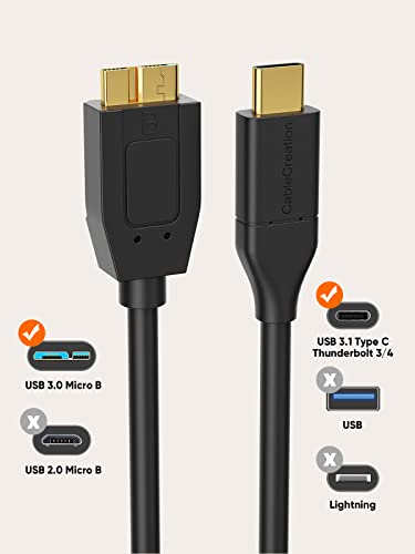 High-Speed 1 FT USB C to Micro B Cable – 10 Gbps Data Transfer for i Phone 15, Seagate & WD External Hard Drives – Durable Braided Design for Enhanced Connectivity & Reliability – Perfect Length for Travel & Desk Use – USB 3.1 Type C Compatible