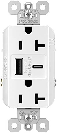 Legrand Pass & Seymour TR15 USBAC6 15 Amp Tamper-Resistant Duplex Outlet with Ultra-Fast 6.0 A USB A/C Charging Ports – Ideal Commercial and Residential Solution for Rapid Device Power-Up in Elegant Brown Finish