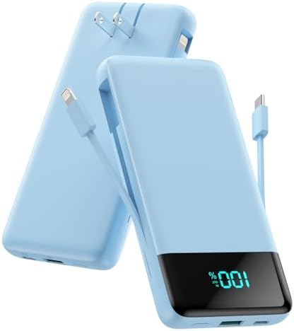 Upgrade Your Charging Experience: 13800 m Ah Portable Power Bank with Built-in Cables and Wall Plug – Fast Charging USB-C Battery Pack for i Phone 16/15/14, Samsung & Android Devices – Ultimate Travel Companion with 4 Outputs for Simultaneous Device Charging