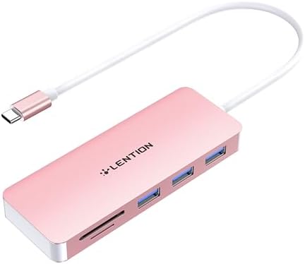 Upgrade Your Connectivity with the LENTION USB C Hub – 3 USB 3.0 Ports & SD/Micro SD Card Reader for i Phone 15, Mac Book Pro (2016-2023), Mac Air, i Pad Pro & Surface – Sleek Space Gray Design for Effortless Integration and High-Speed Data Transfer