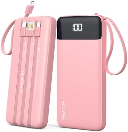 Ultimate 10000 m Ah Portable Power Bank with Built-in Charging Cable and LED Power Indicator – Travel-Ready External Battery Pack for i Phone 16/15, Samsung S22, and Android Devices – Unmatched Compatibility and Rapid Charging for On-the-Go Lifestyles