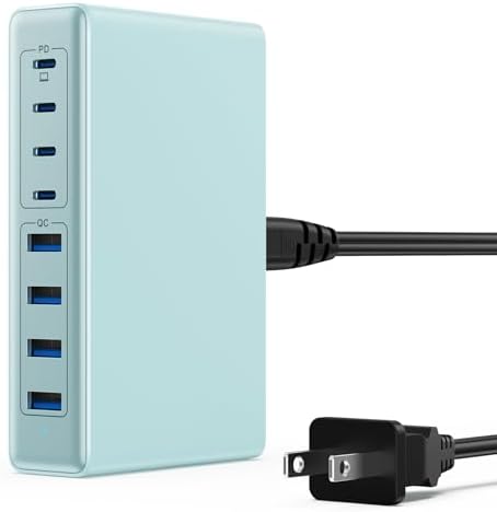 200 W Ga N IV USB-C Charging Hub: 8-Port Fast Charging Station with PD 65 W for Laptops, i Phones, i Pads, and Steam Deck – Compact & Efficient Power Adapter in Striking Red for Ultimate Device Versatility