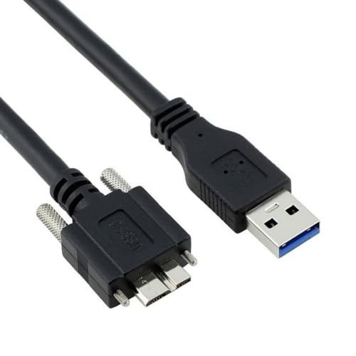 Chenyang 90-Degree Micro USB 3.0 Cable – Type A Male to Micro B Male, 3 M High-Speed Connector for Industrial Cameras & Devices, Enhanced Durability with Mount Panel Screws, Perfect for Tight Spaces and Optimal Cable Management