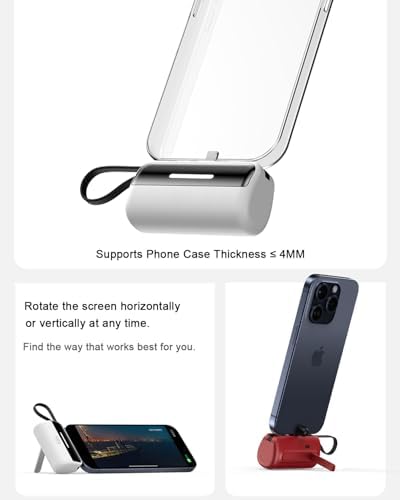 Compact Dual-Pack Portable Power Bank 5500 m Ah with Built-in Cables and Stand – 22.5 W Fast Charger for i Phone 16/15/14, Samsung Galaxy & Android Devices – Lightweight Travel Essential for Quick Charging and Easy Portability – Smart LED Display for Battery Life Monitoring