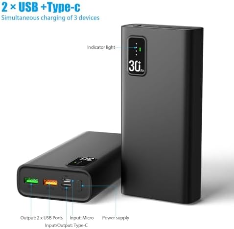 High-Capacity 50,000 m Ah Portable Power Bank – Fast Charging with QC 3.0 & PD 20 W, Dual USB-C/USB-A Outputs, LED Battery Indicator – Ultimate Multi-Device Charger for Smartphones, Tablets, Smartwatches, and Cameras – Travel Ready Power Solution