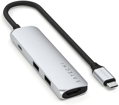 Satechi 4-in-1 USB-C Hub Multiport Adapter – Enhance Your Connectivity with 4 K HDMI Output, Dual USB 3.0 Ports, and a Sleek Black Design for Mac Book & Chromebook Users – Perfect for Remote Work and Media Streaming