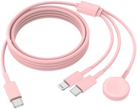 Ultimate 3-in-1 Magnetic Charger for Apple Watch – Fast USB-C Charging Cable for i Phone & i Pad Compatibility – 6 FT Versatile Length for All Apple Watch Series – Durable Design for Effortless Home and Travel Charging