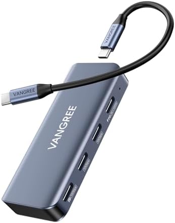 Ultimate 4-Port USB C Hub with 4 K@60 Hz Display Port – High-Speed USB-C 3.2 Ports for Lightning-Fast Data Transfer, 100 W Power Delivery, and Detachable Cable – Compact Mac Book Pro/Air & i Phone 15 Accessory for Effortless Productivity and Stunning Visuals