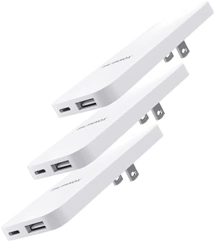 Ultra-Slim 3-Pack USB C Dual Port Wall Chargers – 20 W Fast Charging Adapters for i Phone 16/15/14/13 Pro/Max & Samsung Galaxy – Compact Folding Design for Travel – Enhanced Compatibility with USB-C/USB-A Devices