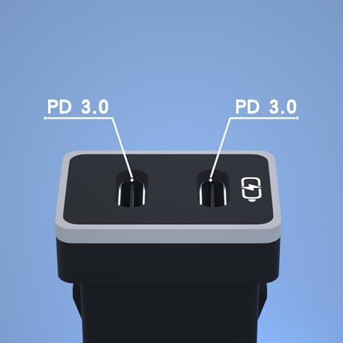 Toyota Dual USB-C Car Charger with PD 3.0 Fast Charging – Compact 1.3 x 0.9 Inch Design with LED Light for Enhanced Visibility – Perfect for Smartphones, Tablets & More