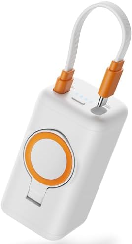 Revolutionary 3-in-1 Magnetic Power Bank: 18 W Fast Wireless Charger for Apple Watch, i Phone & Samsung – 5000 m Ah Portable Charger with Integrated Cable in Elegant White for Ultimate On-the-Go Energy Solution and Seamless Device Compatibility