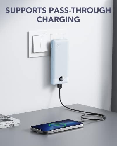 VRURC 10,000 m Ah USB C Power Bank with Built-in Cables & AC Wall Plug – Compact Lightweight Travel Charger for Smartphones & Tablets – Ultimate Convenience & Enhanced Charging Speed