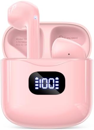 Premium Bluetooth 5.3 Wireless Earbuds with 40-Hour Playtime | IPX7 Waterproof In-Ear Headphones for Sports and Everyday Use | Ergonomic Comfort Fit with Superior Sound and Clear Calls | Sleek White Design with LED Charging Case | Universal Compatibility for All Devices