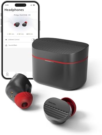 Philips TAT3519 Premium True Wireless Earbuds – Bluetooth 5.3 Noise-Canceling Headphones with Deep Bass, 24-Hour Battery, and Crystal-Clear Call Quality – Ideal for Audiophiles and Active Lifestyles with Fast Charging and IPX4 Water Resistance
