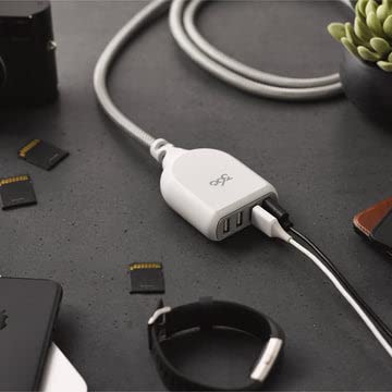 Transform Your Charging Routine with the 360 Electrical Habitat 4.8 A 6 ft USB Extension Cord – Versatile 4-Port Power Hub Ideal for i Phone, Android Devices, and Tablets – Stylishly Braided in Eye-Catching Poppy Fields – Fast Charging Capabilities with Superior Device Compatibility for an Organized, Tangle-Free Setup