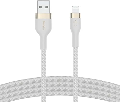 Belkin Boost Charge Pro Flex 10 FT Braided USB Type A to Lightning Cable – MFi Certified Fast Charger for i Phone 14/13/12/11/Pro/Max/Mini/SE & i Pad – Durable Pink Design for Enhanced Compatibility & Speed