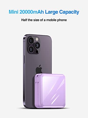 High-Capacity 20000 m Ah Fast Charging Power Bank with Built-in USB-C and i OS Cables – LED Display for Effortless Device Monitoring, Ideal for i Phone 14/13/12/11 & Samsung Galaxy, Lightweight Portable Charger for On-the-Go Power Solution