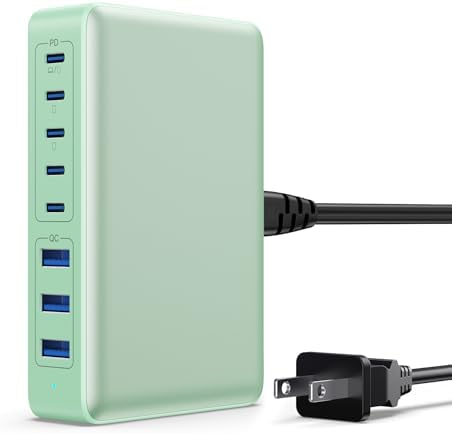 Revolutionary 300 W Ga N IV Technology USB-C Charging Hub – 8-Port Multi-Device Charger for Mac Book Pro/Air, DELL Laptops, i Phone 16/15/14 & Galaxy S25 – Sleek Navy Finish for Enhanced Home & Office Efficiency – Your Premier Solution for Rapid Device Power and Seamless Connectivity