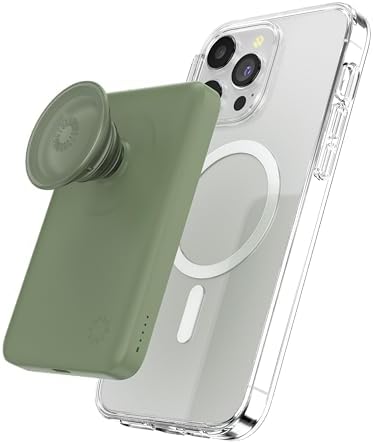 Mag Safe-Compatible Pop Sockets Power Pack: 5000 m Ah Portable Phone Charger for i Phone 12/13/14/15/16 Pro/Pro Max/Plus – Effortless Magnetic Wireless Power Bank in Sleek White for Fast Charging on the Go