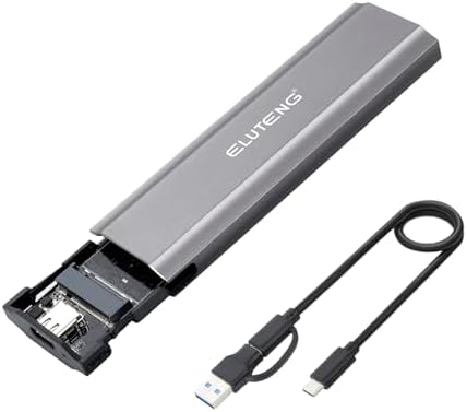 Transform Your M.2 SSD into a High-Speed External Drive with the ELUTENG Aluminum Enclosure – USB 3.2 Gen 2 for Lightning-Fast 10 Gbps Transfers, Supports Up to 4 TB, Compatible with NVMe and SATA SSDs, Effortless Plug-and-Play Setup for Professionals and Creators